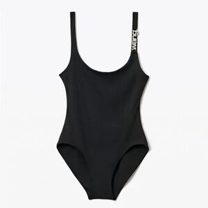 Alexander Wang One Piece Crystal Charm Strap Swimsuit